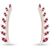Ear Crawler Cuff Earrings 14k Rose Gold Over Sterling Silver Climber Studs Olive Leaf