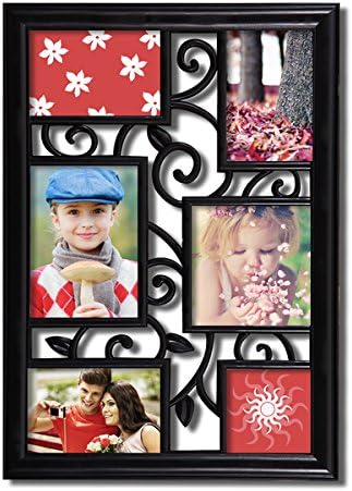 Adeco 6-opening Multi-size Black Hanging Photo Collage Frame