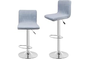 SONNACH Velvet Bar Stool Seat Covers, Square Barstool Covers Slipcovers,Counter Height Chair Covers (2, Sliver)