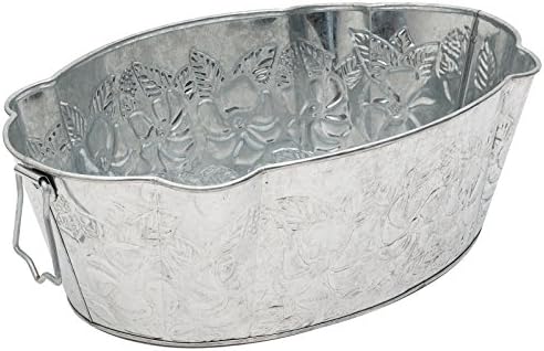 Achla Designs C52 Embossed Oval Galvanized Steel Tub