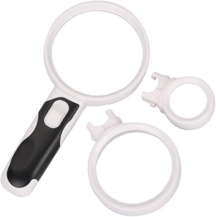 EaseeTop LED Handheld Magnifier Set With Led Lights And 2.5X 5X 16X Illuminated Magnifier Lens, Magnifying Glass For Seniors Reading And computer