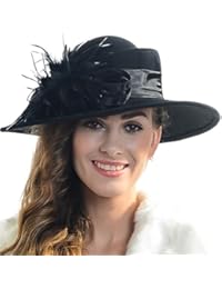 FORBUSITE Women Wool Felt Hats Church Dress Hat for Winter Vintage Handmade Black