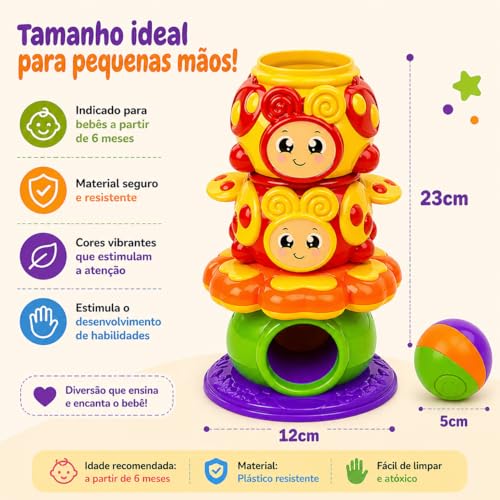 Brinquedo Educativo Joga Bolinha Joaninha Encaixar Monta Desmonta Colorido Brinquedos Para Bebe 1 ano
