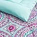 OS 8 Piece Girls Hippie Comforter Twin Set, Multi Floral Bohemian Bedding, Teal Blue Purple Pink Floral Prints