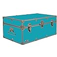 C&N Footlockers - Full-Size Happy Camper Trunk - #1 Summer Camp Trunk - Made in the USA - Steel Footlocker with Lid Stay - 32 x 18 x 13.5 Inches (Teal)