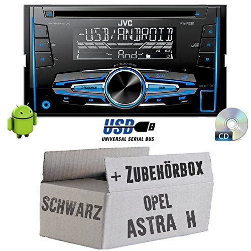 Opel Astra H schwarz - JVC KW-R520E - 2DIN Autoradio Radio - Einbauset