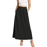 YSYOKOW Women's Flowy Maxi Skirts Elastic High Waisted Casual A-Line Long Skirt with Pockets 2026 Trendy