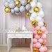 PartyWoo Pink Gray White Balloons 70 pcs 12 Inch Gray Balloons Grey Balloons Baby Pink Balloons White Balloons Gold Confetti Balloons for Party, Wedding, Birthday, Baby Shower, Bridal Shower