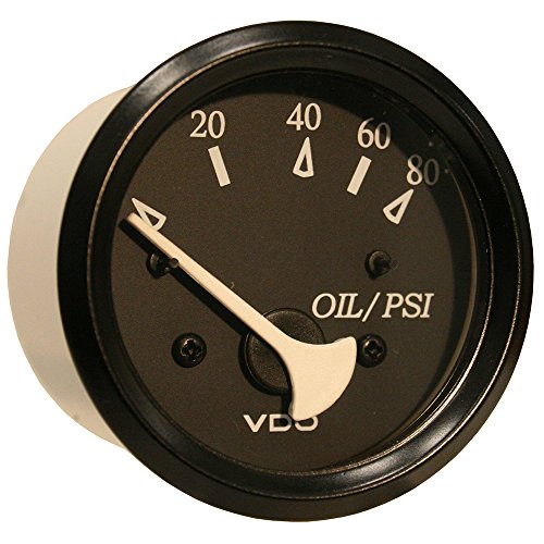 VDO350-11800 Cockpit Marine 80PSI Oil Pressure Gauge Use with Marine 240-33 Ohm Sender 12V - Black
