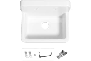 Eridanus 21 Inch Utility Sink, Wall Mounted Farmhouse Bathroom Sink, Modern Laundry Sinks Above Counter, 21" x 16" x 18.5" Floating Porcelain Ceramic Tub High Back for Garage, Washing Room, Kitchen