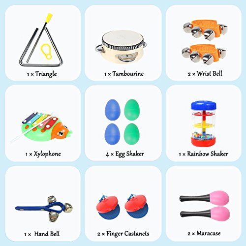 image for FRIEET Toddler Toys, Kids Musical Instruments - 9 types 15 pcs Percuss