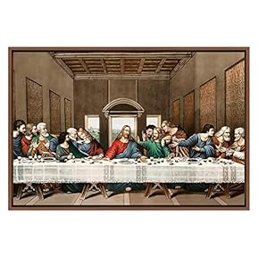 Framed Canvas Wall Art for Living Room, Bedroom La Ultima Cena Cuadro The Last Supper by Leonardo Da Vinci Canvas Prints for Home Decoration Ready to Hanging - 16"x24" inches