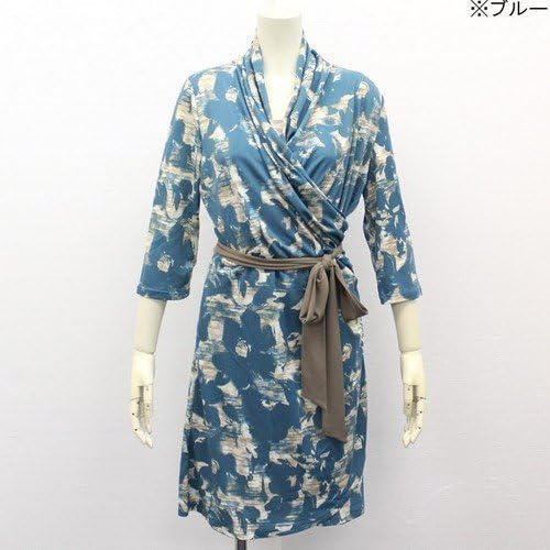 Amazon Co Jp ブージュルード Boujeloud 週間目玉アイテムs Sかすれライン影花柄ワンピース ブルー フリー 5411 服 ファッション小物