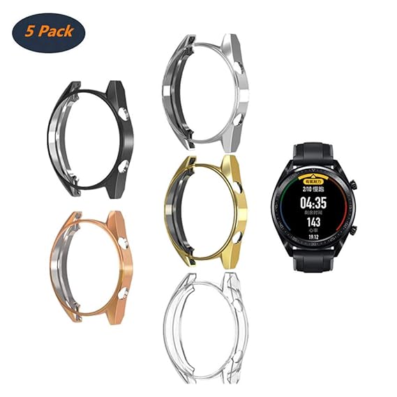 Compatible with Huawei Watch GT/Active 46mm Watch Case, FOLOME Soft TPU Plated [Scratch-Proof] All-Around Protective Bumper Shell Cover ...