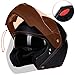 ILM 8 Colors Motorcycle Modular Flip up Dual Visor Helmet DOT (XXL, Matte Black)