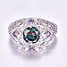 Veunora Silver Plated 8x8mm Created Rainbow Topaz Cubic Zirconia Filled Twisted Knot Hollow Women Ring Size 7