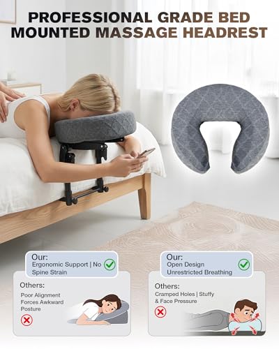 Massage Headrest for Bed, Massage Face Cradle for Bed, Adjustable 18" Height Bed Massage Head Holder, for Home Salon Spa Massage Table, Comfortable Face Down Pillow After Eye Surgery