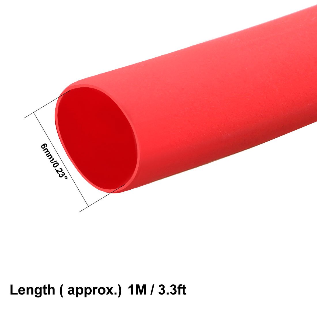 Uxcell Heat Shrink Tubing 6mm Dia 2:1 Red, 1m Length, Cable Sleeve, 6mmx1m - Image 3