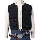 CosFantasy Mens Utility Cargo Vest Black Cosplay Vest Jackets Costume Multi Pockets
