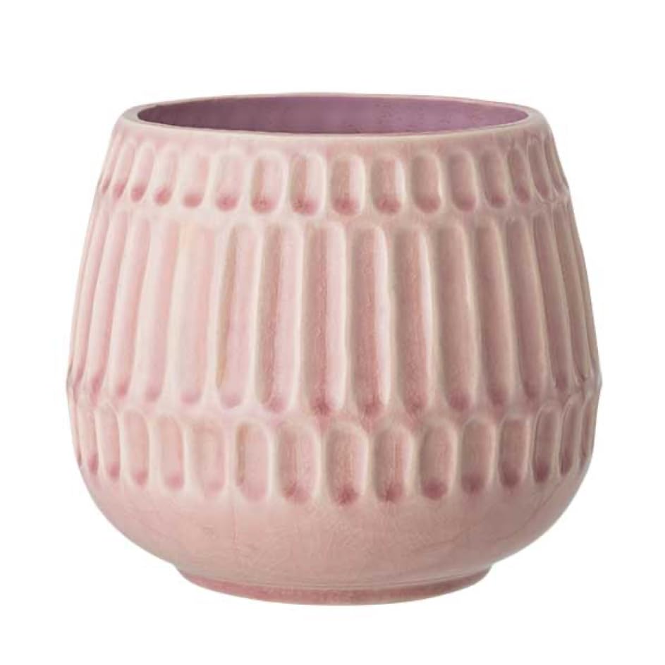 Nordring Ceramic Flower Pot Riff - colorful Planter, Pot for plants, sukkulents Size L (16,5 cm ø) Dia 6,5'', Stoneware, rose