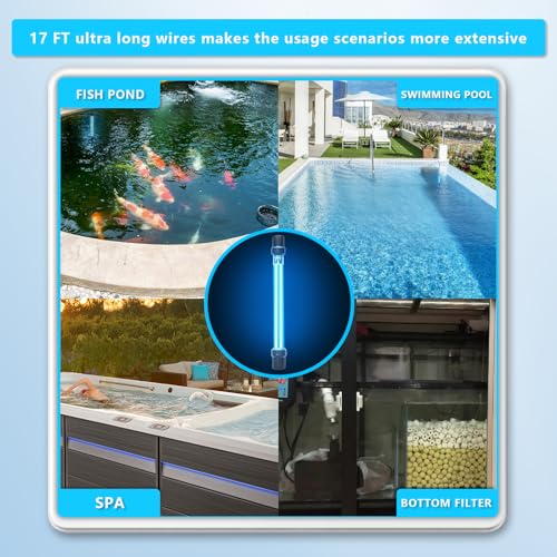 32W Aquarium UV Light for 200-3000 Gallon, UV Pond Water Clarifier for Koi Pond, Swimming Pool, Spa, Large Fish Tank, Cold Plunge UV Light for Pond Algae Control