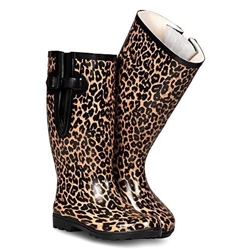 EXTRA TOUCH Wide Calf Rubber Rain Boots Wide Foot and Ankle up to 20