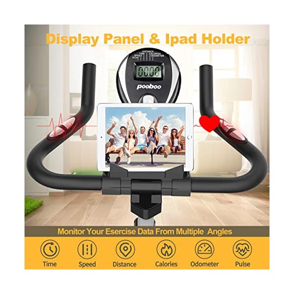 pooboo Exercise Bike, Adjustable Magnetic/Brake Pad Resistance Silent Belt Drive, Indoor Cycling Bike for Home Cardio, Fitness Stationary Bike with 350lbs/300lbs Weight Capacity &Upgraded Version Seat - Image 8