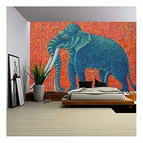 Blue Elephant 2010. Original Acrylic Painting on Canvas - Removable Wall Mural | Self-Adhesive Large Wallpaper - 66x96 inches