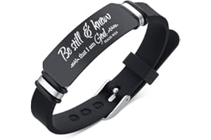 VNOX Religious Inspirational Bible Quote Personalized Silicone Watch Bands Bracelet Adjustable Motivational Encouragement ID Bracelets for Men Boys Son