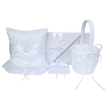 Wedding Flower Girl Basket And Ring Bearer Pillow Set Kanech 5pcs