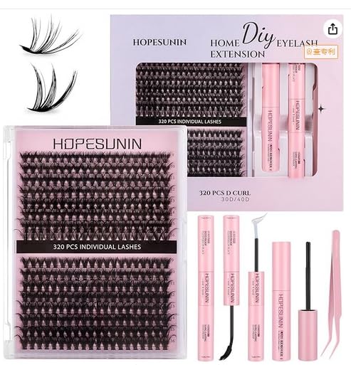 Pestañas Postizas Kit Completo, Mezcla 30D 40D Con Unión Y Sellado De De Sujeción Fuerte,De Extensión De, Kit De Racimos De Pestañas Todo En 1 Con 320 Pestañas Individuales