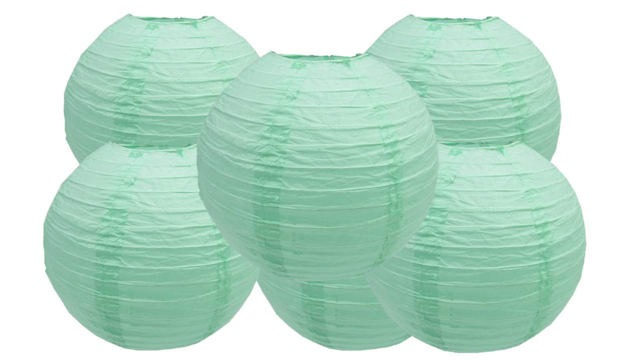 Matissa 12"(30CM) Pack of 6 Paper Lantern Wedding Party Decoration Craft Lamp Shade (Mint Green) — image 1