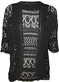 PaperMoon Women's Plus Size Crochet Knitted Short Sleeve Cardigan