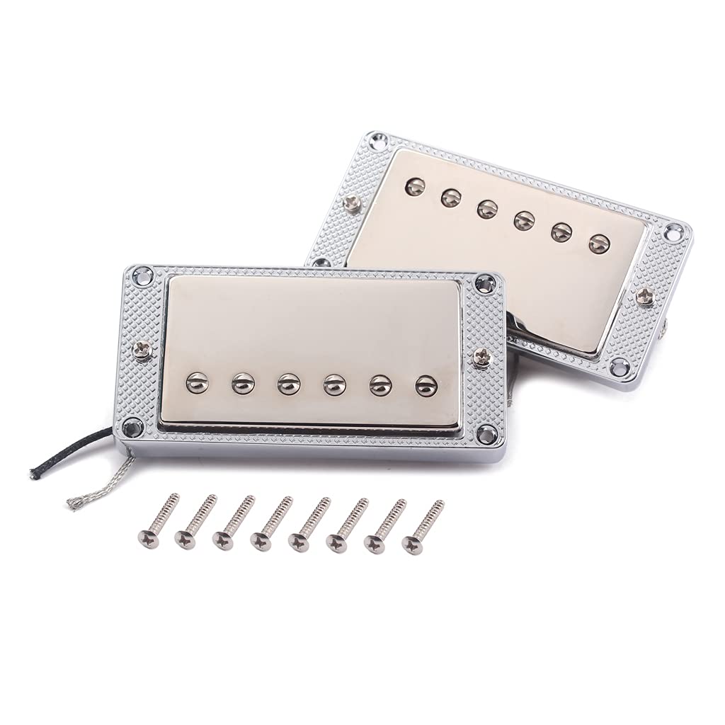 Alnicov Guitar Sealed Humbucker Pickups Set Dual Coil With Metal Frame for LP Electric Guitar Silver