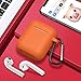 SATLITOG Case Cover with Secure Lock Keychain, Protective Silicone Cover Compatible with Apple AirPods 2nd & 1st Charging Case - Bright Orange
