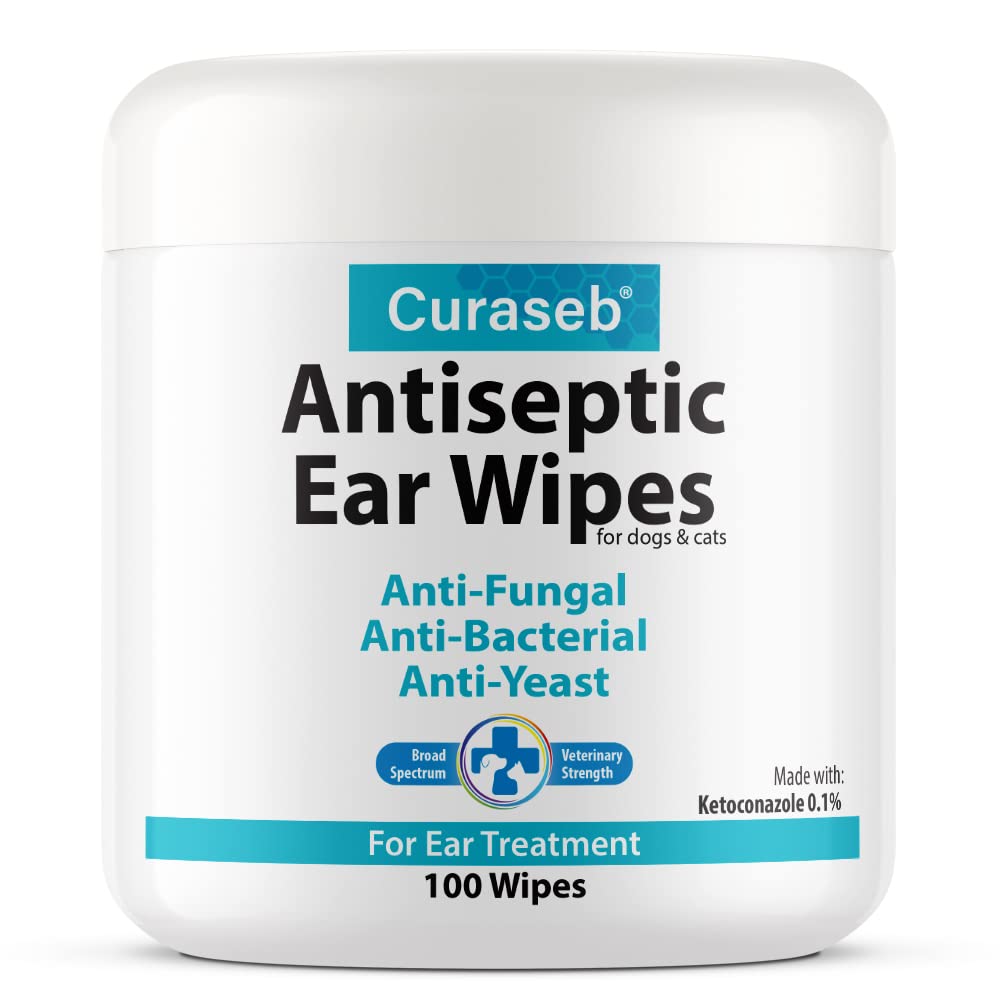 Photo 1 of Curaseb Cat & Dog Ear Infection Treatment Wipes – Soothes Itchy & Inflamed Ears – Cleans Debris and Buildup – 100 Count