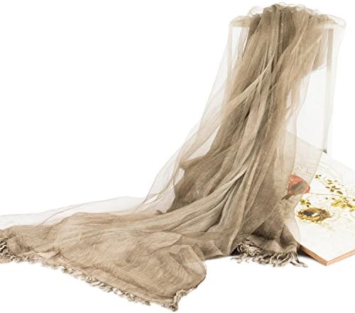 Choomon Long Large Two Plies Plain Silk Scarf Women Soft Neck Scarf Shawl Wrap (Khaki)