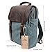 S-ZONE Vintage Canvas Leather Backpack 15.6 Inch Laptop School Bag Travel Rucksack (Coral Green)