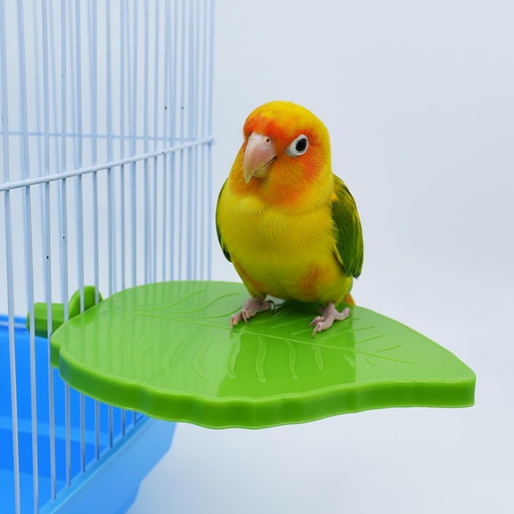 Milisten Leaf Shape Bird Perch Platform 6.00In Durable Plastic Cage Stand for Cockatiels Budgies Parakeets Small Medium Birds Playground Accessory