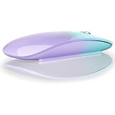 TENMOS M18 Bluetooth Mouse, USB C Rechargeable Wireless Mouse, Triple Mode (Dual Bluetooth+USB) Silent Mice Portable with USB Receiver and Type C Adapter for Laptop/MacBook/iPad - Green and Purple