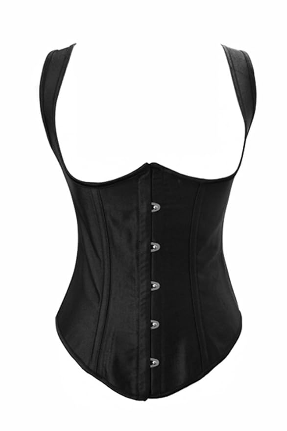Chicastic Sexy Black Satin Under Bust Corset Lace up Bustier with