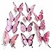 Hdecor 48pcs 3D Butterfly Stickers Making Stickers Wall Stickers Crafts Butterflies with Sponge Gum and Pins (Pink)
