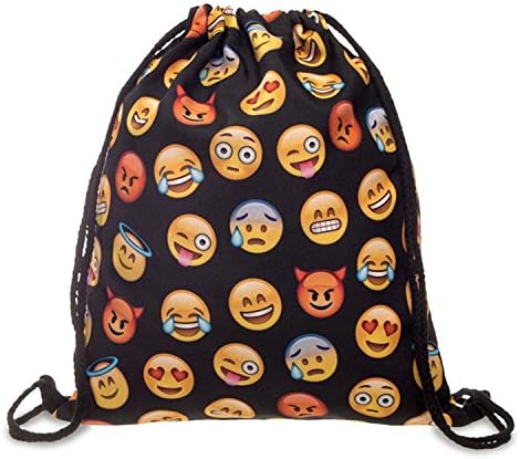 Hot Digital Printing Emoji Expression Oxford Polyester Pocket Drawstring Backpack