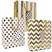 12 Large Metallic Gold and White Gift Bags for Women Baby Shower Birthday Wedding Graduation for Men Kids Girls Adults Boys Teens in Exquisite Designs: Polka Dots, Stripes & Chevron