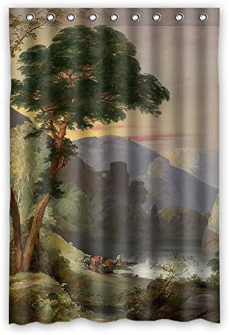 SUNSMILES Beautiful Scenery Landscape Painting Polyester Shower Drape Width X Height / 48 X 72 Inches / W H 120 By 180 Cm For Lover Father Couples Lover Husband. Water Repellent. Fabric