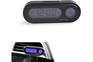 yorpyep Car Clock, Glow-in-The-Dark HD LED Screen Clock with Fixing Base, 12/24 Hours Switching Temperature Display Design, M