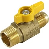 NIGO Industrial Co. 2451DE Series Forged Brass Ball Valve, Standard Port, Rated to 600WOG, Male x Flare (1/2" MIP x 3/8" FL)