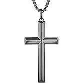 Raymard 925 Sterling Silver High Polished Cross Necklace for Men,Christian Cross Pendant Jewelry for Men, 24" Rolo Chain Cross Jewelry