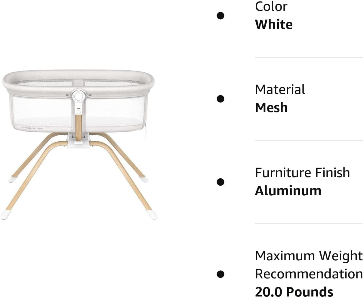 ANGELBLISS 3 in 1 Baby Bassinet, Rocking Bassinets Bedside Sleeper, One-Second Convert Travel Portable Bassinet Newborn Baby (White)