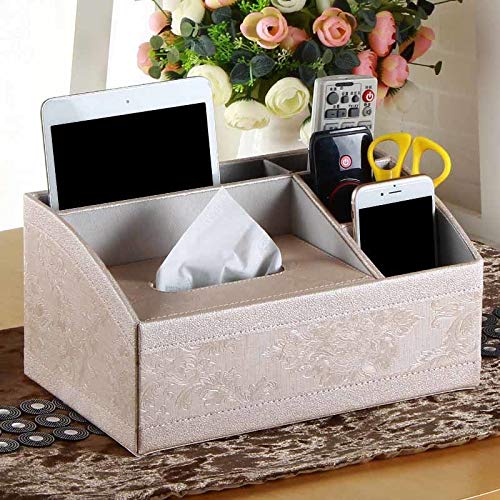 Box Organizer: PU Leather Removable Luxury Office Tissue Box Napkin Holder Desktop Storage Box Cosmetics Jewelry Remote Control Organizer